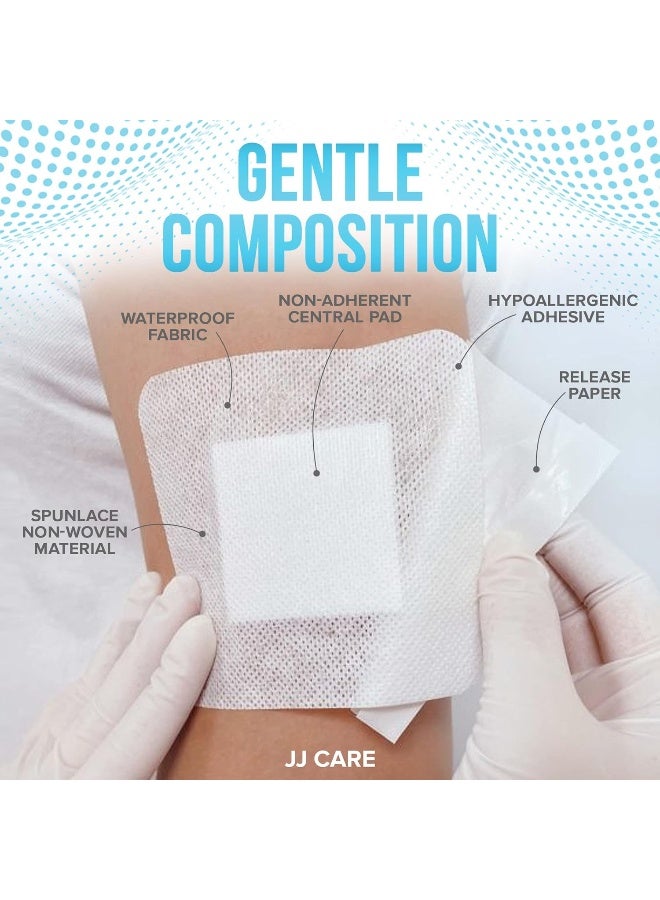 JJ CARE [Pack of 25] Waterproof Adhesive Island Dressing 6” x 6”, Sterile Wound Dressing, Breathable Bordered Gauze Pads, Latex Free Bandages, Individually Wrapped, Central Pad Size 4"x4" - Image 3